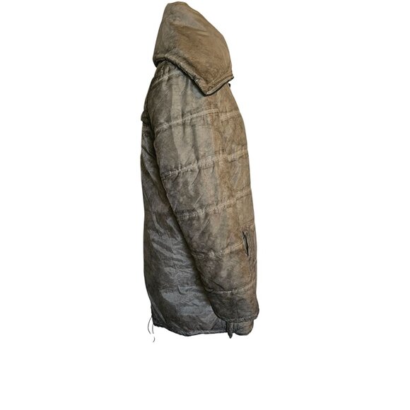 Razzoli Lightweight Parka Jacket Green Gray Artsy Funky Oversized Collar Zipper - Picture 2 of 13